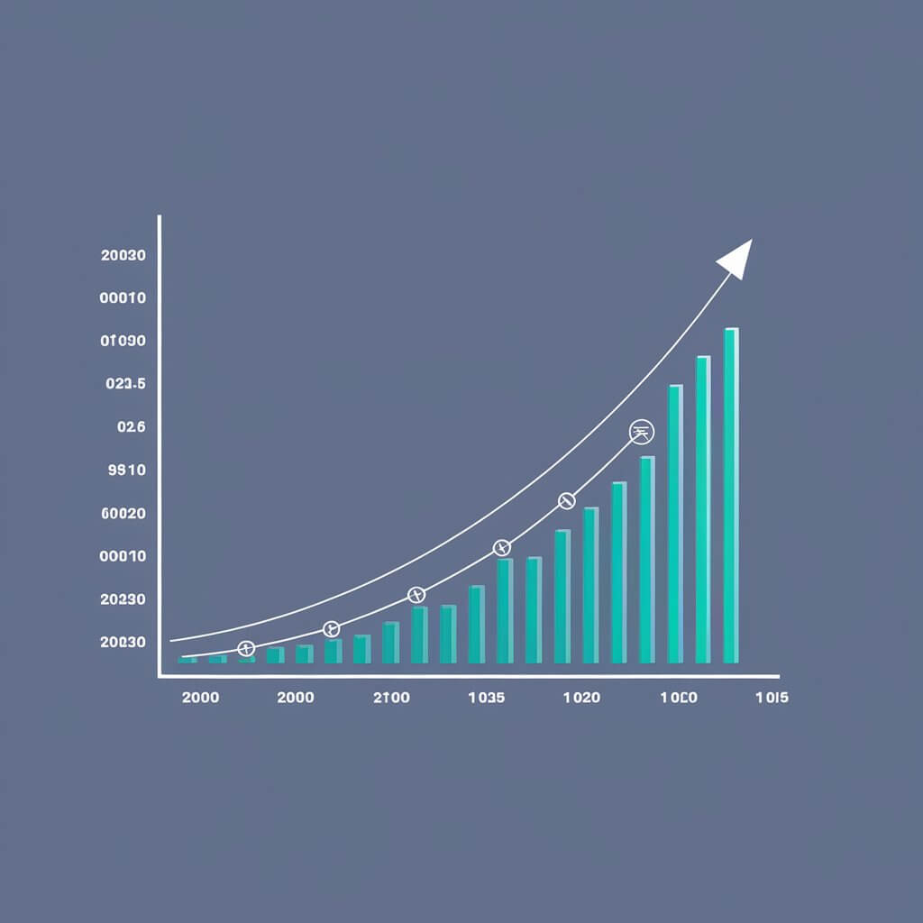 a graph with a line and arrow pointing up