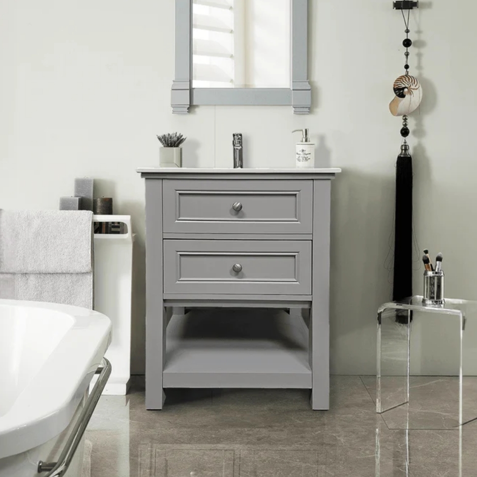 sienna vanity, 24 inch gray vanity, integrated sink vanity